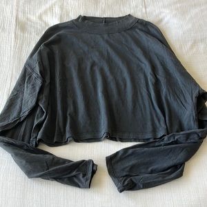 Free People We The Free Be Free Long-Sleeved Tee, Washed Black, Sz L